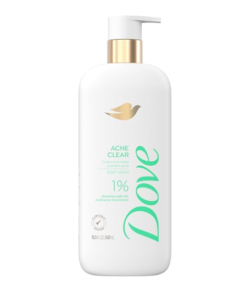 Dove Acne Clear 1% Clearing Salicylic Acid Acne Treatment Body Wash 547ml